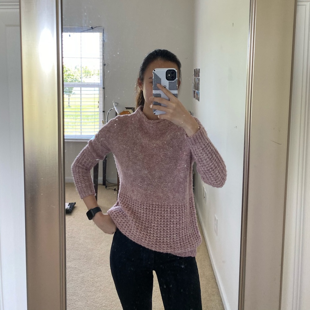 pink mock neck sweater from american eagle